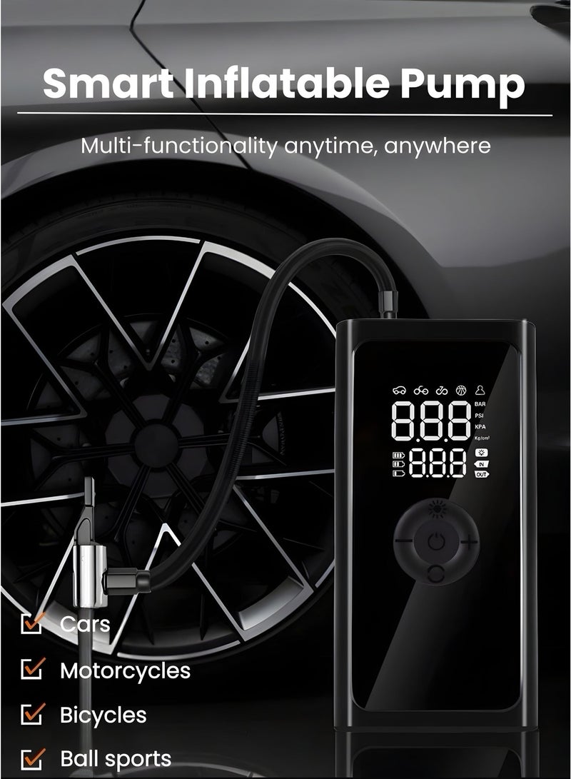 Smart Portable Tire Inflator Air Compressor, Digital Pressure Display, Auto Shut-Off, LED Light & Power Bank, Type-C Rechargeable for Car, Bike, Motorcycle & Ball - Image 2